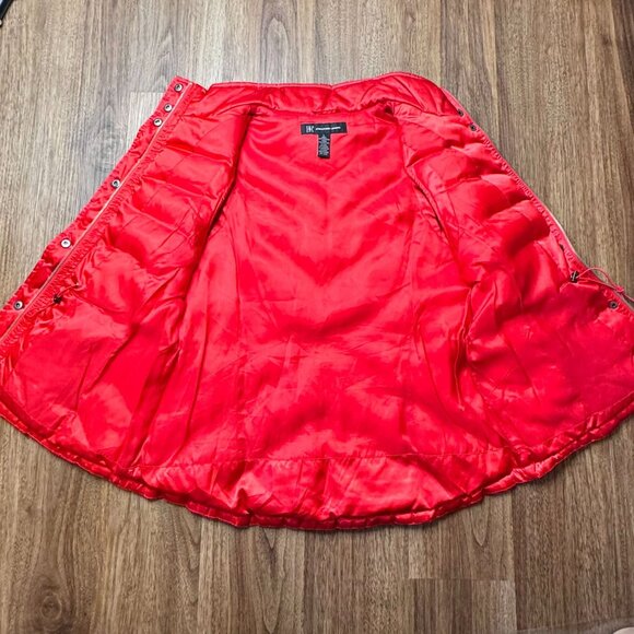 INC International Concepts Down Puffer Vest Womens L Red Full Zip‎ Snap FLAW - Picture 6 of 9